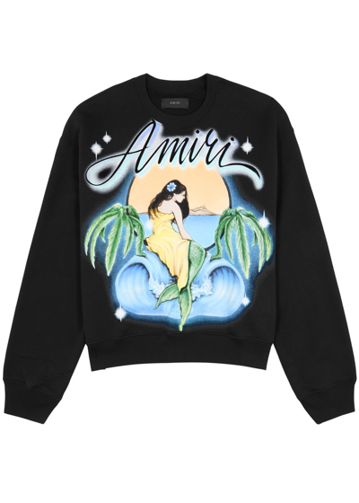 Shop Amiri Printed Cotton Sweatshirt In Black