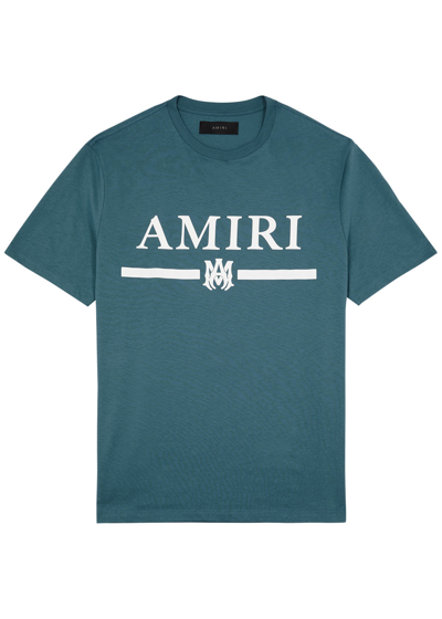 Shop Amiri Bar Logo-print Cotton T-shirt In Blue