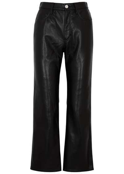 Shop Frame Le Jane Crop Leather Trousers In Black