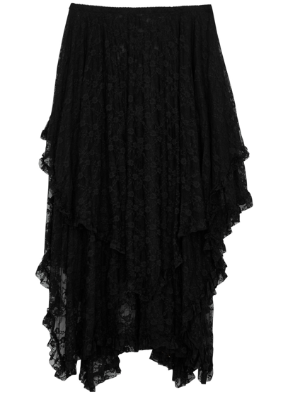 Shop Free People French Courtship Lace Midi Skirt In Black