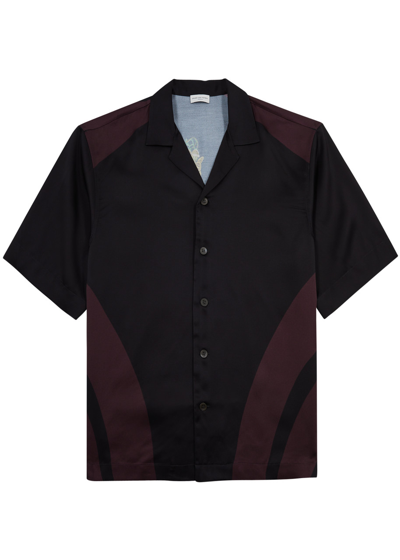Shop Dries Van Noten Cassi Printed Satin Shirt In Black