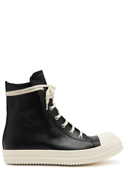 Shop Rick Owens Leather Hi-top Sneakers In Black