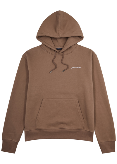 Shop Jacquemus Le Sweatshirt Hooded Cotton Sweatshirt In Brown