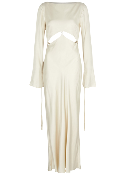 Shop Bec & Bridge Diamond Days Cut-out Satin Gown In Ivory