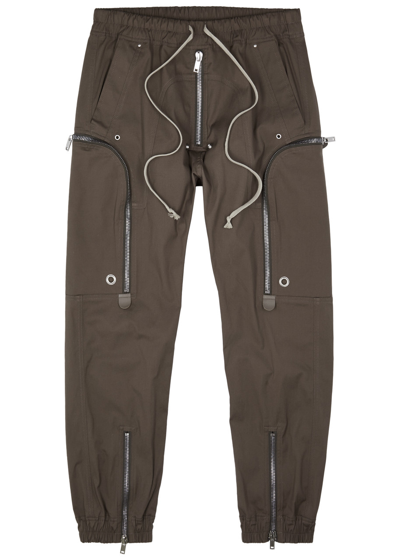 Shop Rick Owens Bauhaus Stretch-cotton Cargo Trousers In Beige