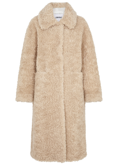 Shop Jakke Kelly Faux Fur Coat In Beige