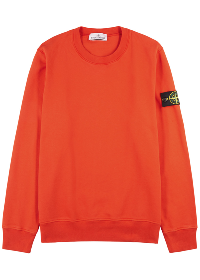 Shop Stone Island Logo Cotton Sweatshirt In Orange