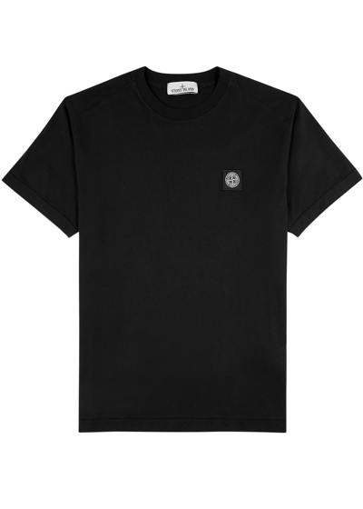 Shop Stone Island Logo Cotton T-shirt In Black