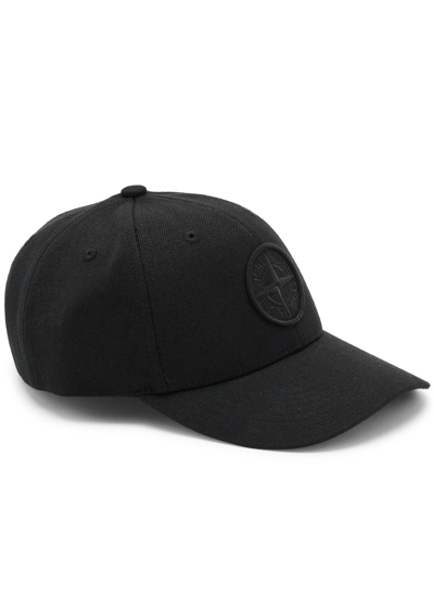 Shop Stone Island Logo-embroidered Twill Cap In Black