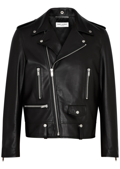 Saint Laurent Classic Motorcycle Puffer Jackets Black In Black