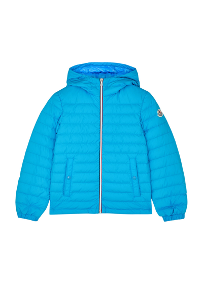 Shop Moncler Kids Alim Quilted Shell Jacket (12-14 Years) In Blue