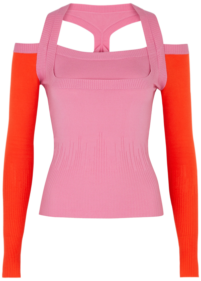Shop Gimaguas Latte Cut-out Knitted Jumper In Pink