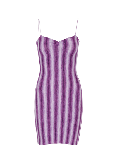 Shop Gimaguas Simi Striped Stretch-knit Mini Dress In Lilac