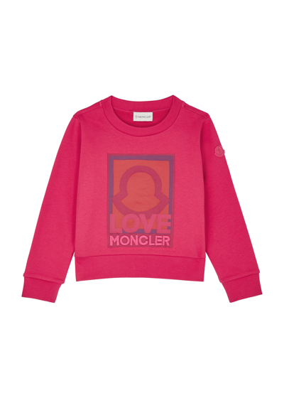 Shop Moncler Kids Printed Cotton Sweatshirt (8-10 Years) In Pink