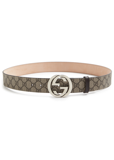 Gucci Reversible Belt Featuring Monogram Pattern In Brown