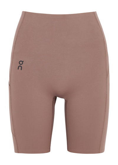 Shop On Running On Movement Stretch-jersey Shorts In Taupe