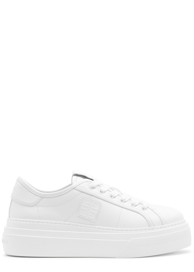 Shop Givenchy City Leather Platform Sneakers In White