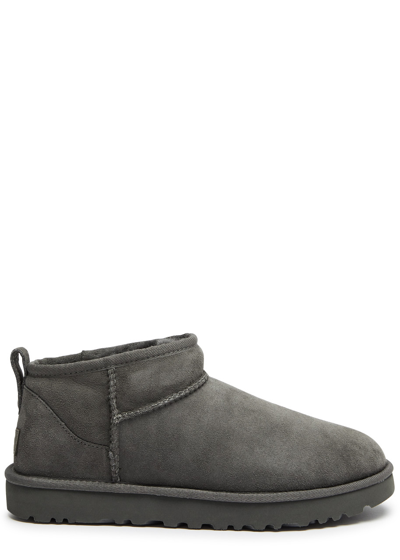 Shop Ugg Classic Ultra Mini Suede Ankle Boots , Boots, Outdoor Wear In Grey