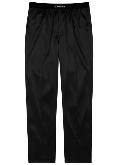 Shop Tom Ford Stretch Silk Satin Pyjama Trousers In Black, Men's Nightwear, Elegant Silk Satin, Relaxed Fit