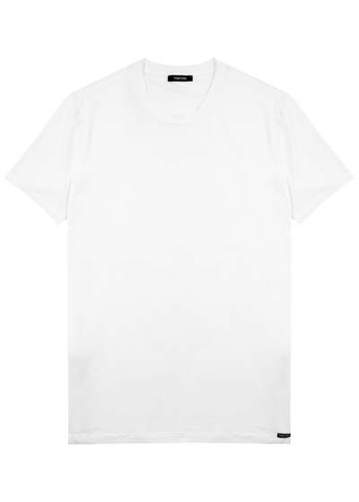 Shop Tom Ford Stretch Jersey T-shirt, Men's Clothing, White, Cotton Material, Comfortable Fit, Casual Wear