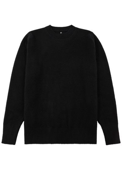 Shop Oamc Whistler Logo-intarsia Wool Jumper In Black