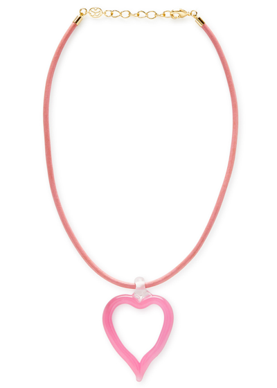 Shop Sandralexandra Heart Of Glass Xl Leather Cord Necklace In Light Pink