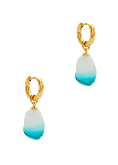 Shop Sandralexandra Xs Glass Baroque Pearl 18kt Gold-plated Hoop Earrings In Aqua