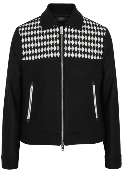 Shop Amiri Embroidered Wool-blend Jacket In Black