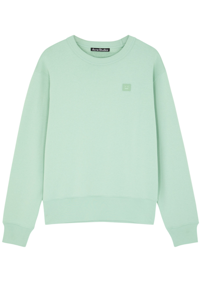 Shop Acne Studios Logo-embroidered Cotton Sweatshirt In Light Green