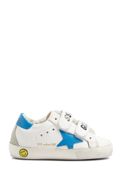 Shop Golden Goose Kids Old School Distressed Leather Sneakers In White