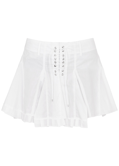 Shop Ludovic De Saint Sernin Lace-up Cotton Mini Skirt In White