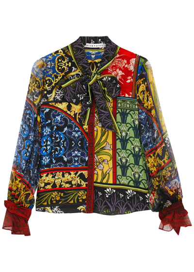Shop Alice And Olivia Lloyd Printed Silk Blouse In Multicoloured