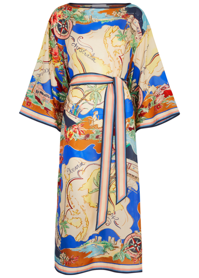 Shop Zimmermann Alight Printed Silk-satin Midi Dress In Multicoloured