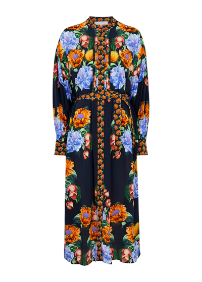 Shop Borgo De Nor Camilla Floral-print Midi Dress In Multicoloured