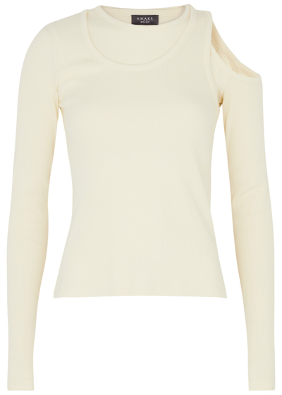 Shop A.w.a.k.e. A. W.a. K.e Mode Asymmetric Layered Stretch-cotton Top In Ivory