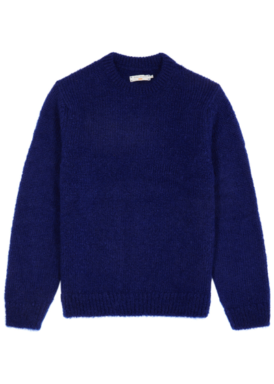 Shop Nudie Jeans August Mohair-blend Jumper In Blue