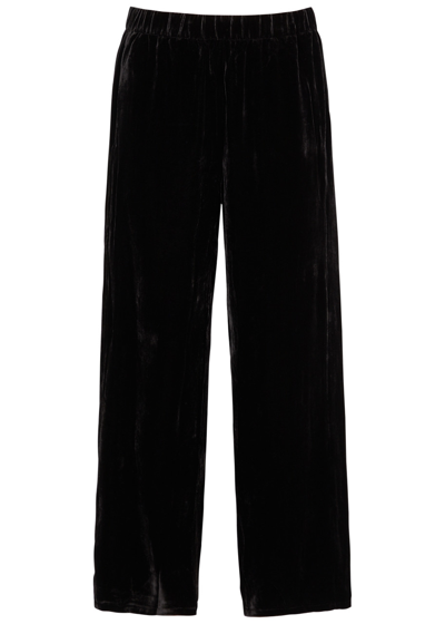 Shop Eileen Fisher Wide-leg Velvet Trousers In Black