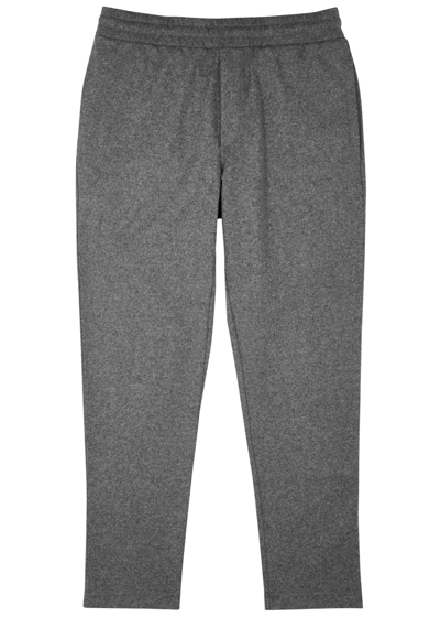 Shop Moncler Logo Wool-blend Sweatpants In Grey