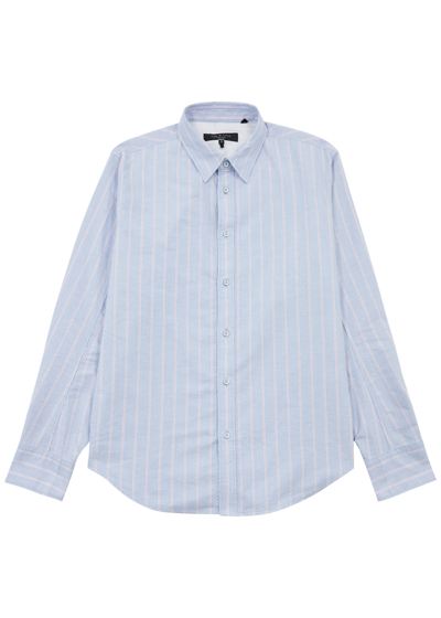 Shop Rag & Bone Engineered Striped Cotton Oxford Shirt In Blue