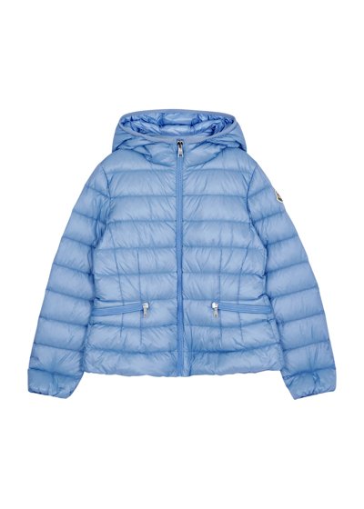 Shop Moncler Kids Liset Quilted Shell Jacket (8-10 Years) In Blue Light
