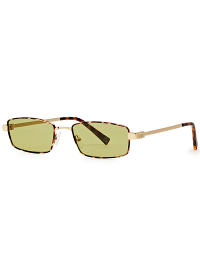 Shop Le Specs Bizarro Rectangle-frame Sunglasses In Gold