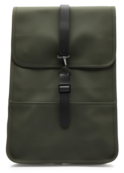 Shop Rains Mini Rubberised Backpack In Dark Green