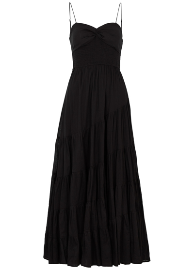 Shop Free People Sundrenched Cotton Maxi Dress In Black
