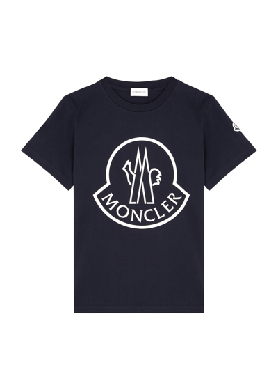 Shop Moncler Kids Logo-print Cotton T-shirt (12-14 Years) In Navy & Other