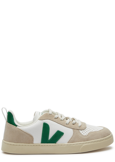 Shop Veja Kids V-10 Leather Sneakers (it22-it39) In White