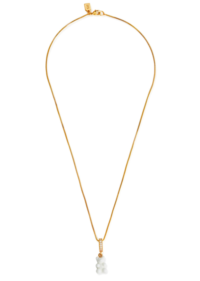 Shop Crystal Haze Nostalgia Bear 18kt Gold-plated Necklace In White