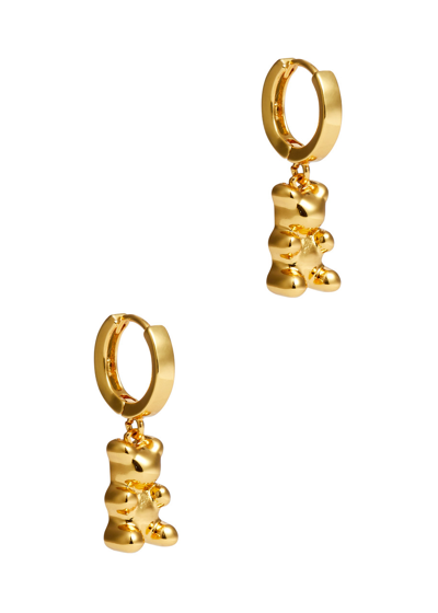 Shop Crystal Haze Nostalgia Bear Hoop Earrings In Gold