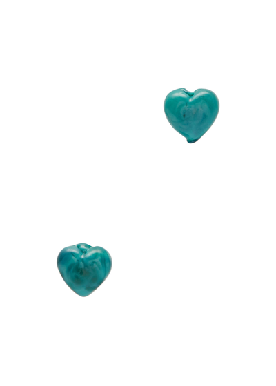Shop Sandralexandra Love Glass Stud Earrings In Turquoise