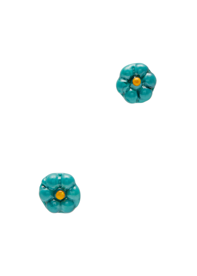 Shop Sandralexandra Daisy Glass Stud Earrings In Turquoise