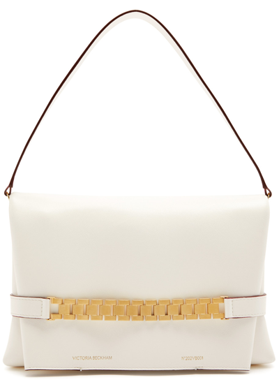 Shop Victoria Beckham Chain Leather Pouch In White